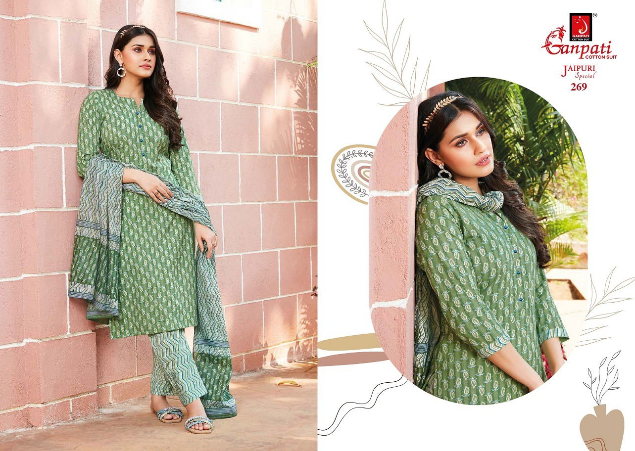 Jaipuri Vol 12 By Ganpati Cotton Printed Kurti With Bottom Dupatta Wholesale Shop In Surat